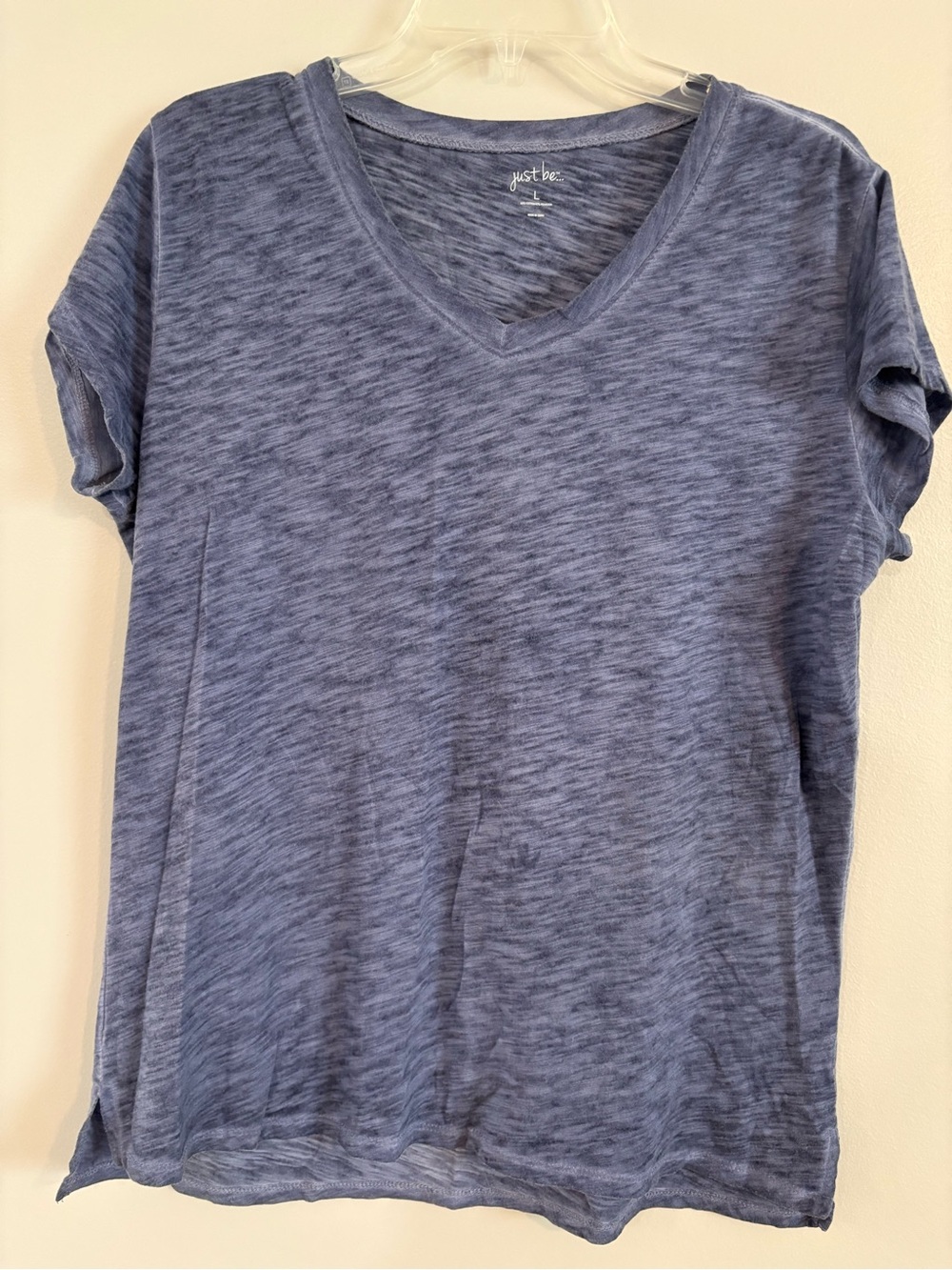 just be Heathered Blue V-Neck Short Sleeve Tee